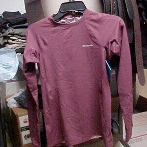 columbia womens burgandy reflective long sleeve tee shirt size small